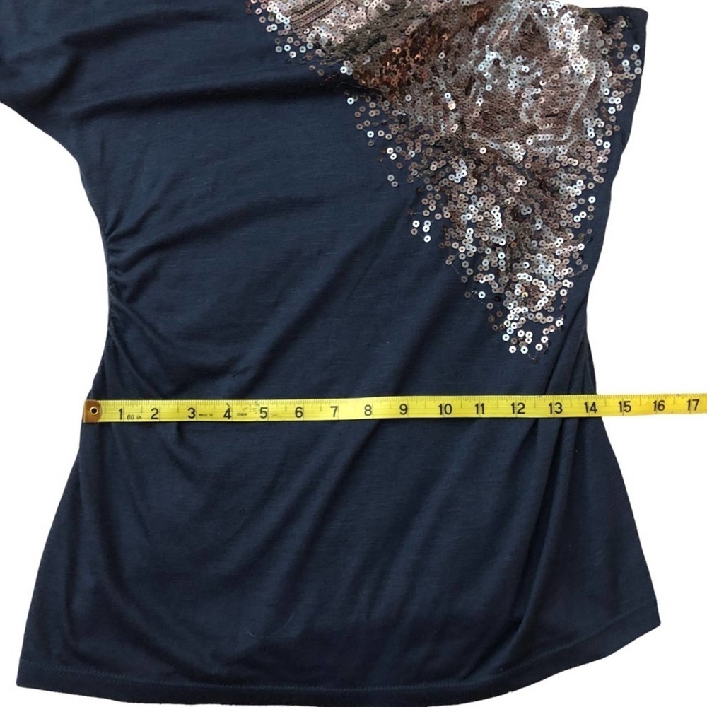 Women’s Black One-Shoulder Sequin Top - Picture 9 of 10